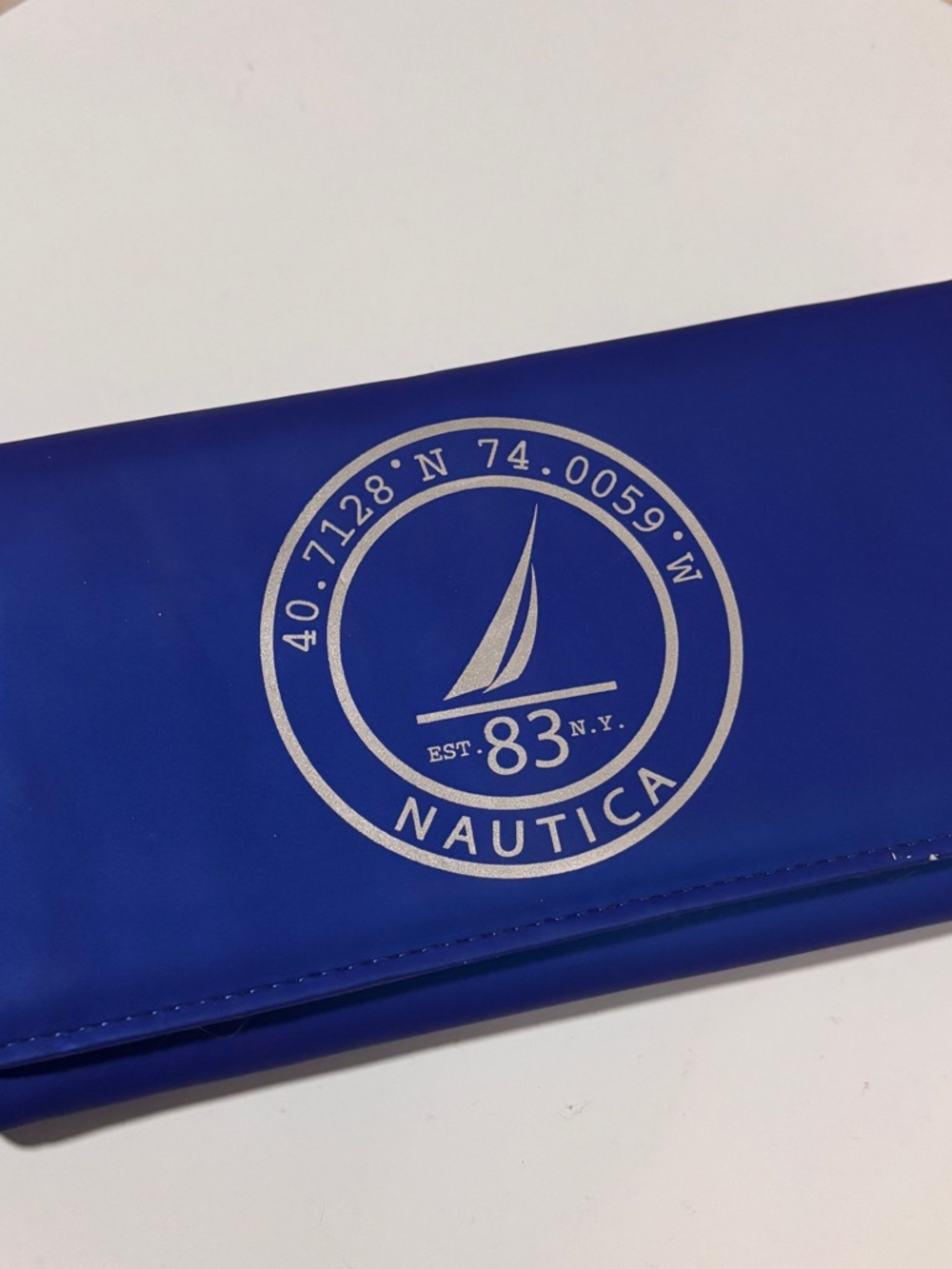 RFID-Blocking Nautica Billfold Wallet in Royal Blue with Striped Lining